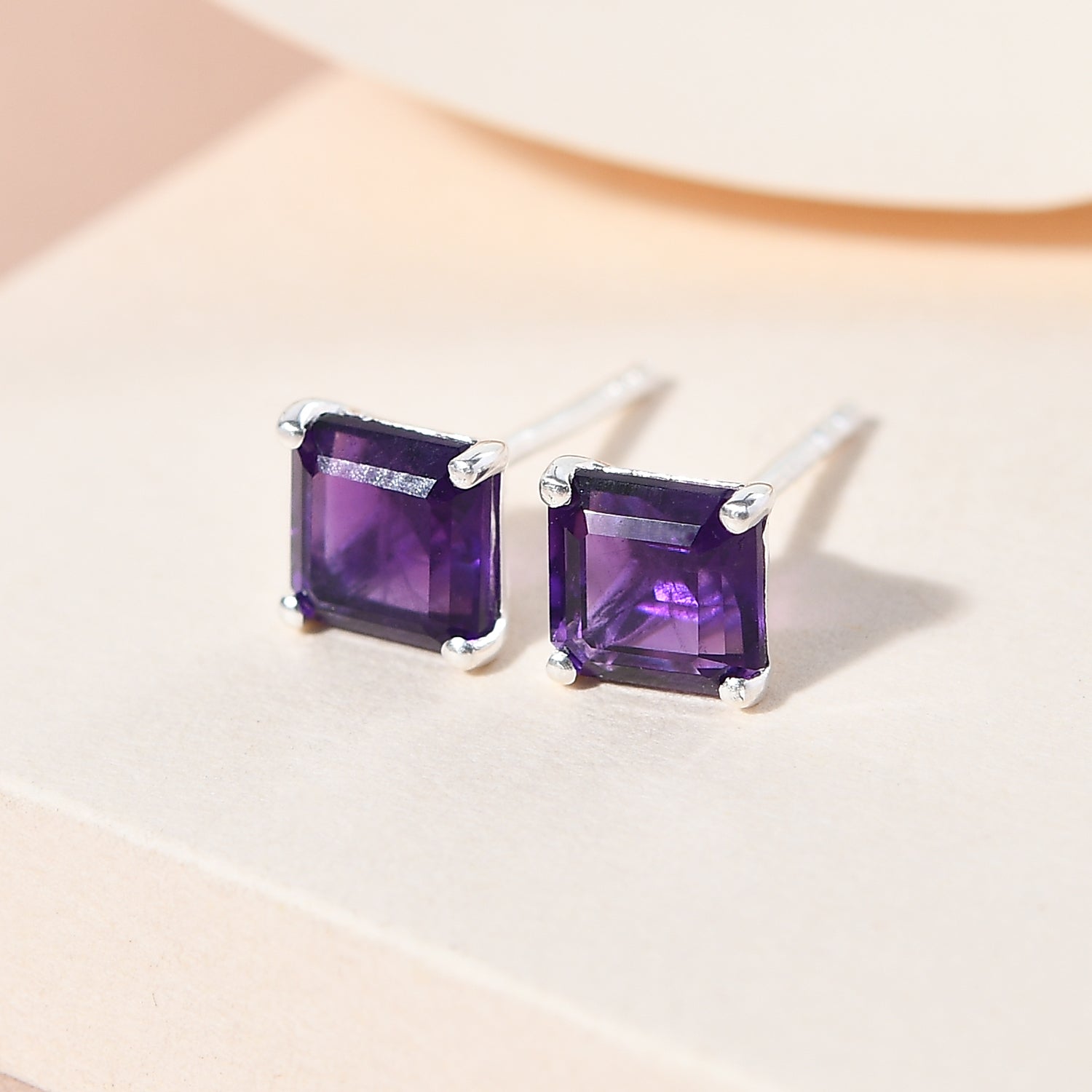 Afrikanischer Amethyst Ohrstecker 925 Silber ca. 2,14 ct