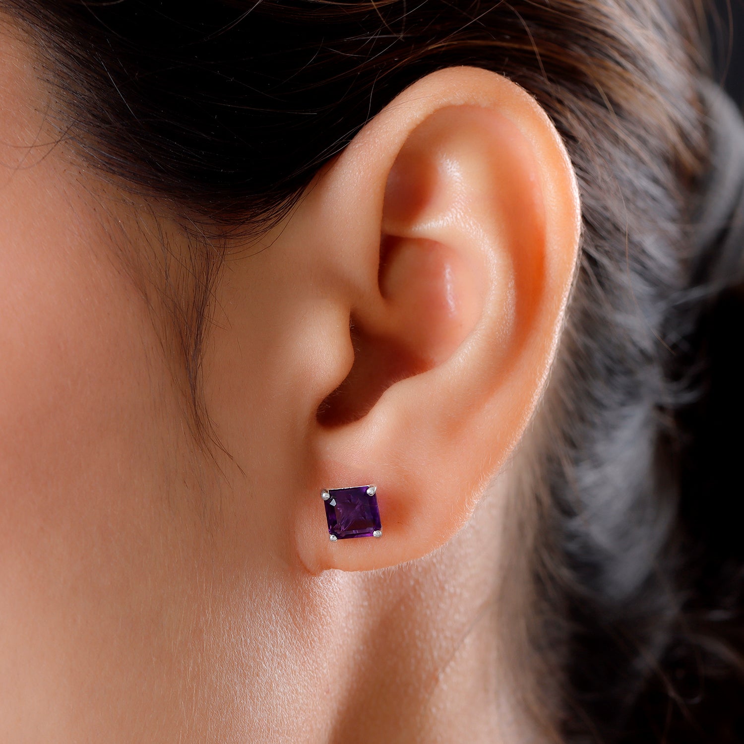 Afrikanischer Amethyst Ohrstecker 925 Silber ca. 2,14 ct