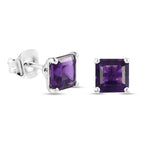 Afrikanischer Amethyst Ohrstecker 925 Silber ca. 2,14 ct