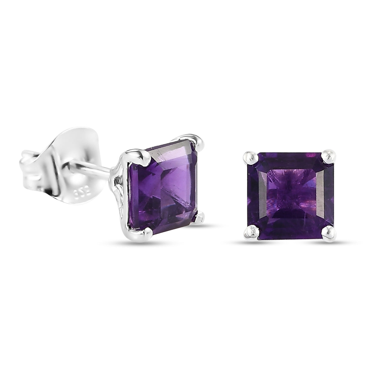 Afrikanischer Amethyst Ohrstecker 925 Silber ca. 2,14 ct