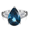 London Blau Topas und Diamant Ring 925 Silber platiniert (Größe 16.00) ca. 5,75 ct