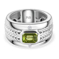 Peridot und weißer Zirkon-Ring, reines Messing Platin-Ionenbeschichtetet (Größe 16.00) ca. 1,04 ct