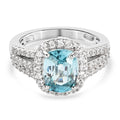 Blauer und Weißer Zirkon Ring 925 Silber platiniert (Größe 17.00)