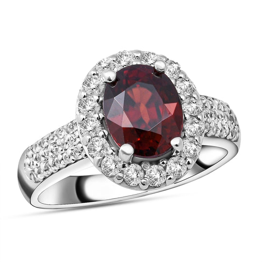 Roter Zirkon und Weißer Zirkon Ring 925 Silber platiniert (Größe 16.00) ca. 4,80 ct