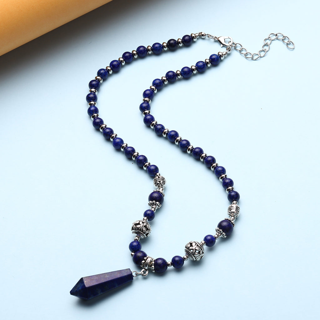 Lapislazuli Halskette, ca. 45 cm, silberfarben ca. 101.00 ct