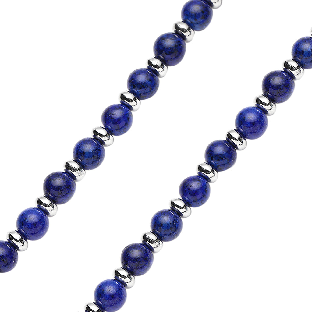 Lapislazuli Halskette, ca. 45 cm, silberfarben ca. 101.00 ct