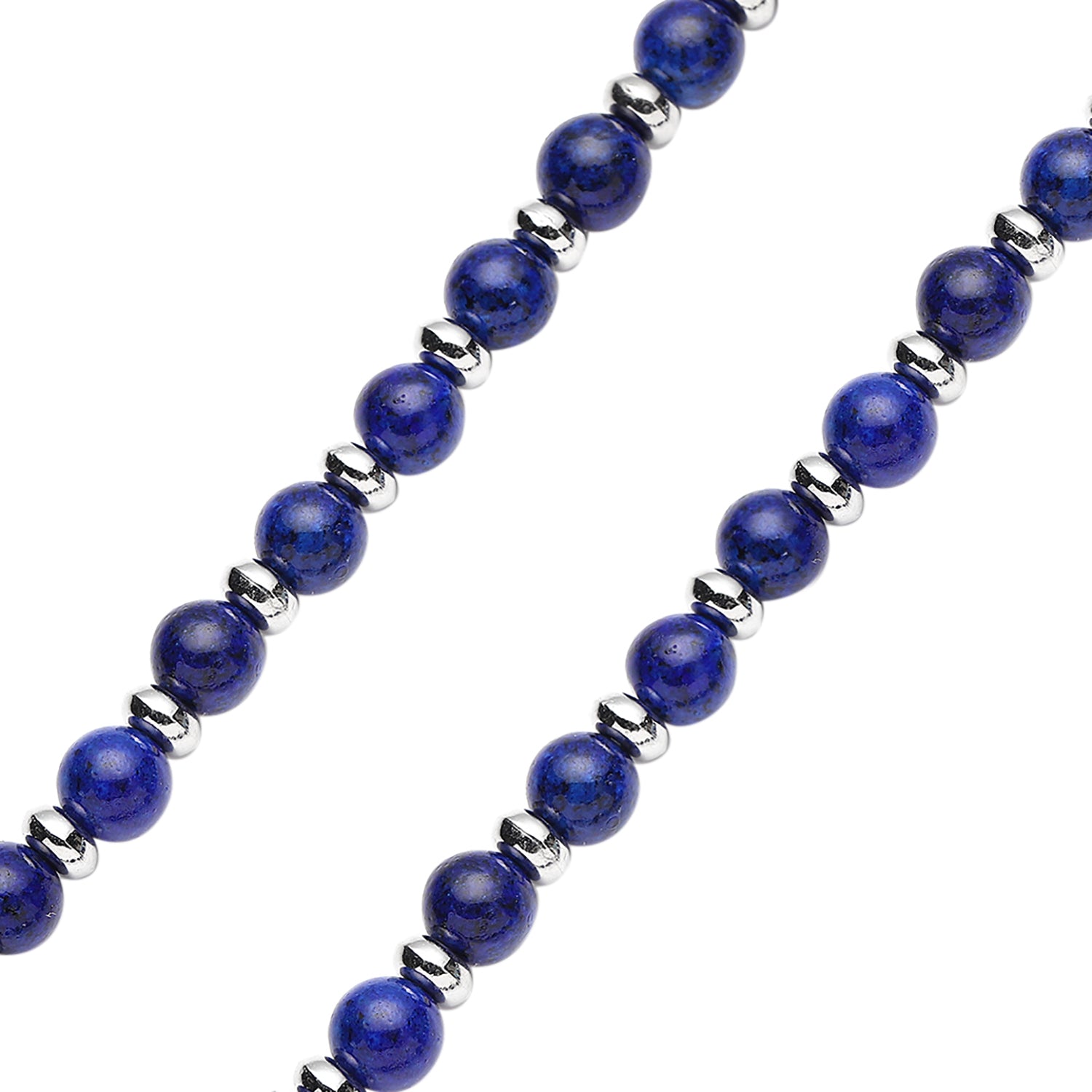 Lapislazuli Halskette, ca. 45 cm, silberfarben ca. 101.00 ct