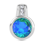 Pfau Triplett Quarz, weißer Zirkon Anhänger 925 Silber platiniert ca. 3.10 ct