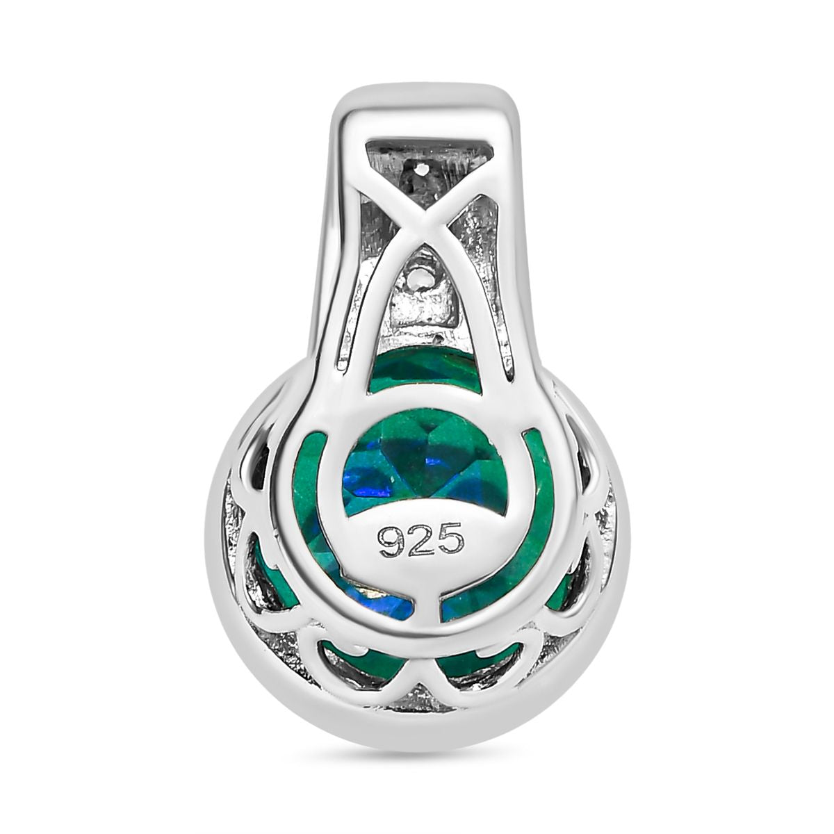 Pfau Triplett Quarz, weißer Zirkon Anhänger 925 Silber platiniert ca. 3.10 ct