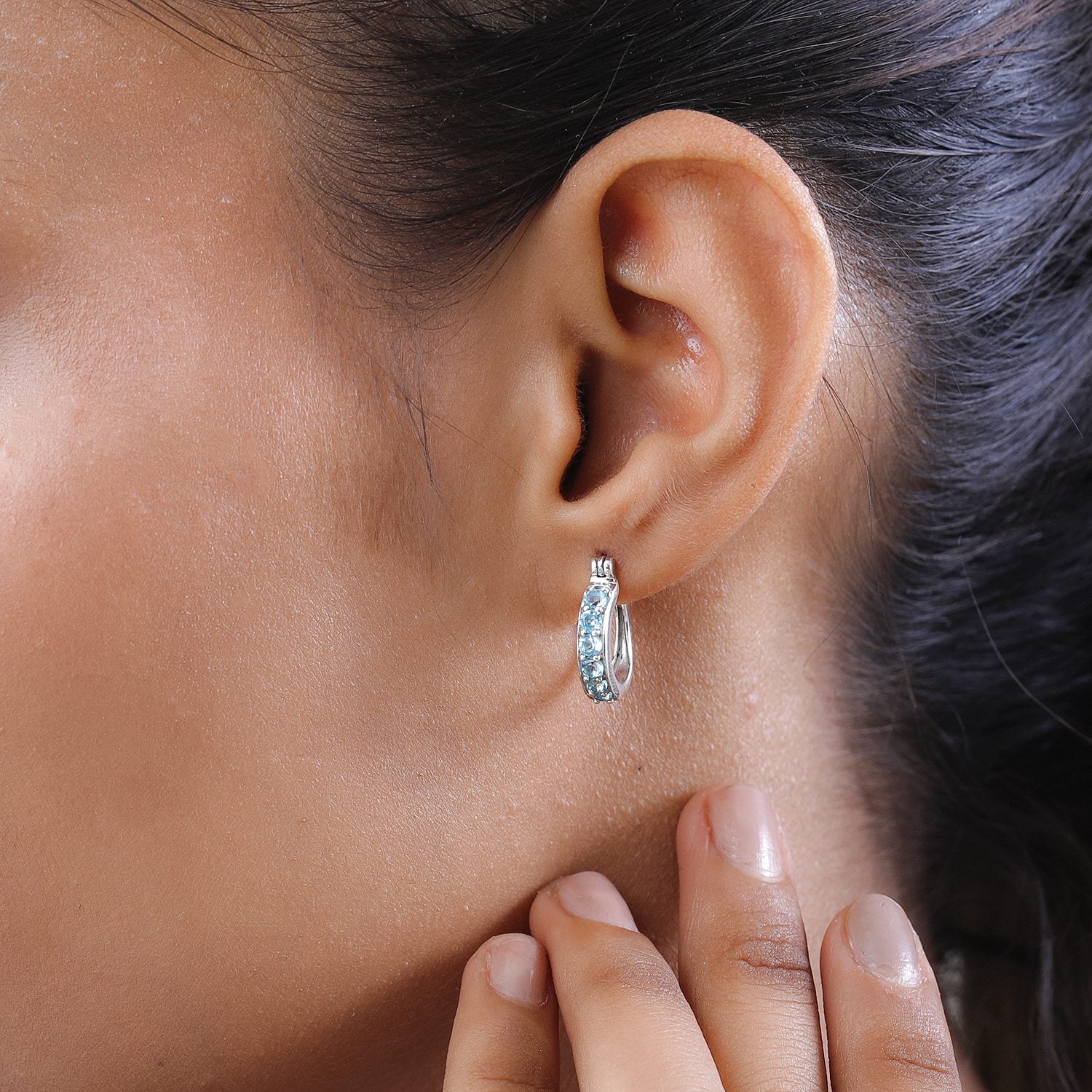 Paraiba-Apatit Ohrringe 925 Silber platiniert ca. 1.10 ct