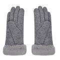 LA MAREY Kaschmirwolle Handschuhe mit Kunstfell Bordüre, Grau
