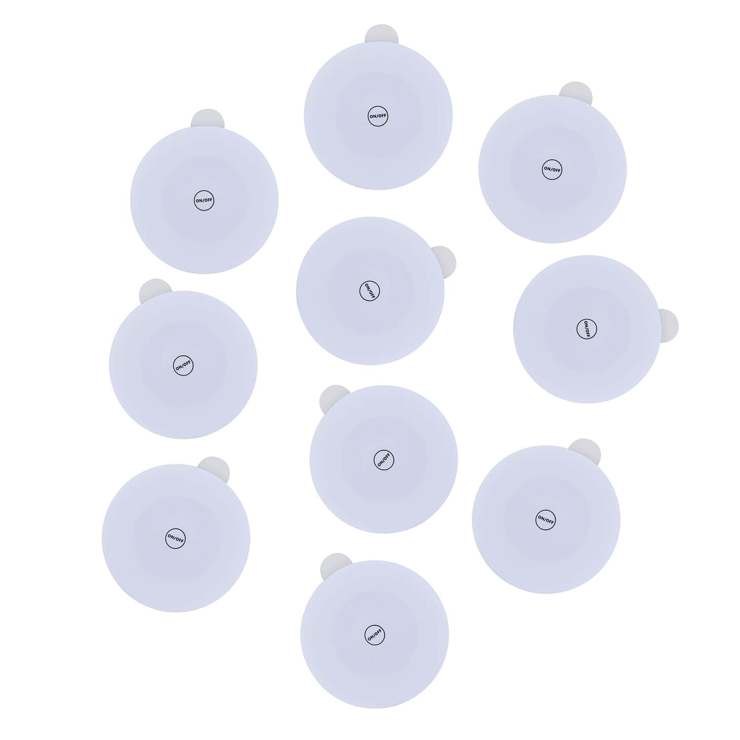 LED-Untersetzer-Set (10 Stk.), 6x6 cm, inkl. 2x 1220 Batterien, Lichtfarben: Blau (3), Grün (3), Rot (2), Weiß (2)