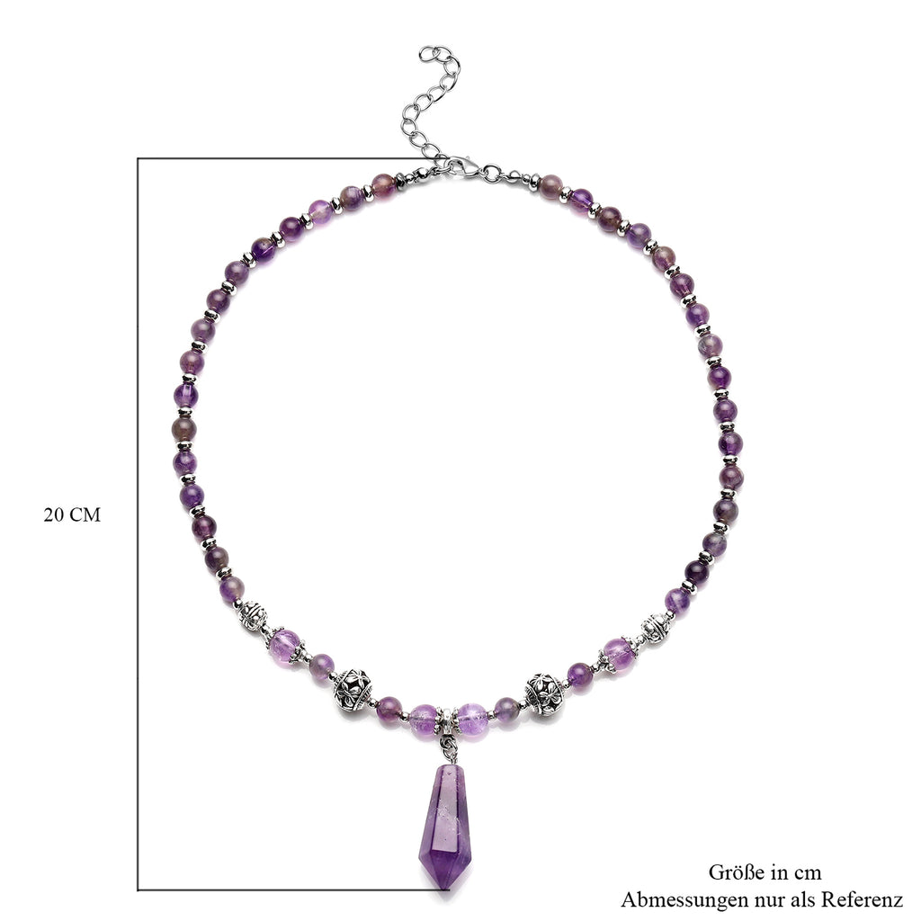 Afrikanische Amethyst-Halskette, ca. 45 cm, silberfarben ca. 101,00 ct