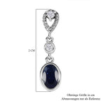 Masoala Saphir (Fissure gefüllt), weißer Zirkon Ohrringe, 925 Silber platiniert ca. 1.54 ct