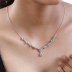 Paraiba-Apatit Halskette ca. 45 cm 925 Silber platiniert ca. 1.70 ct