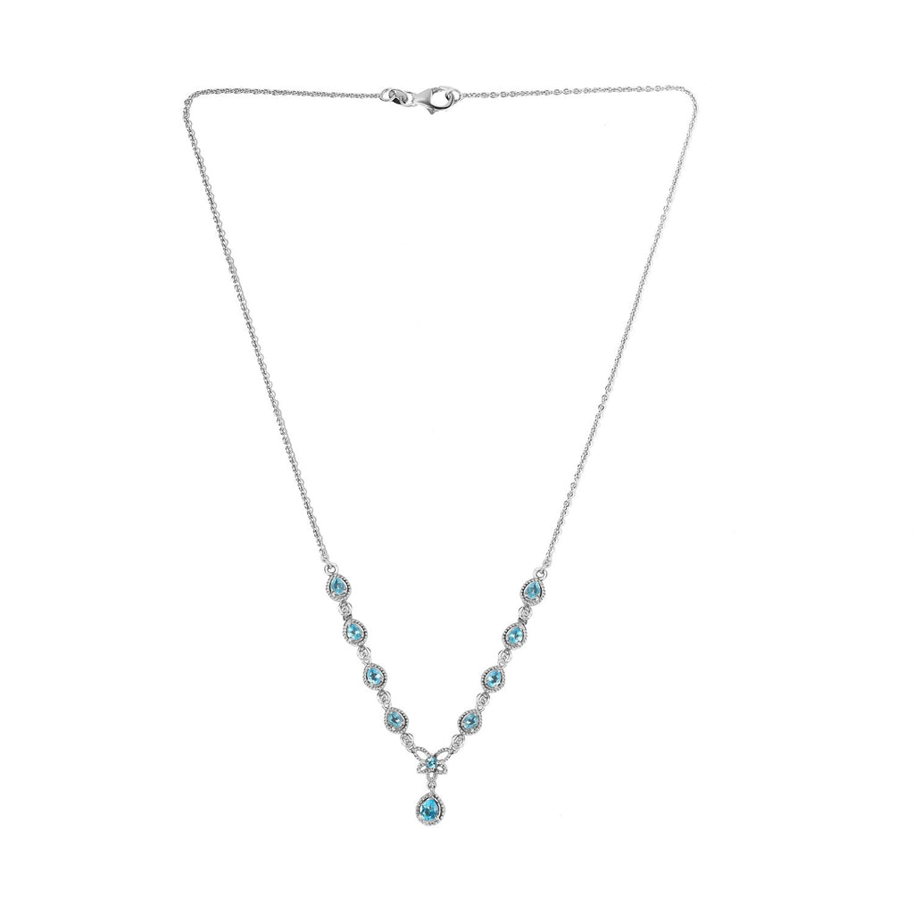 Paraiba-Apatit Halskette ca. 45 cm 925 Silber platiniert ca. 1.70 ct