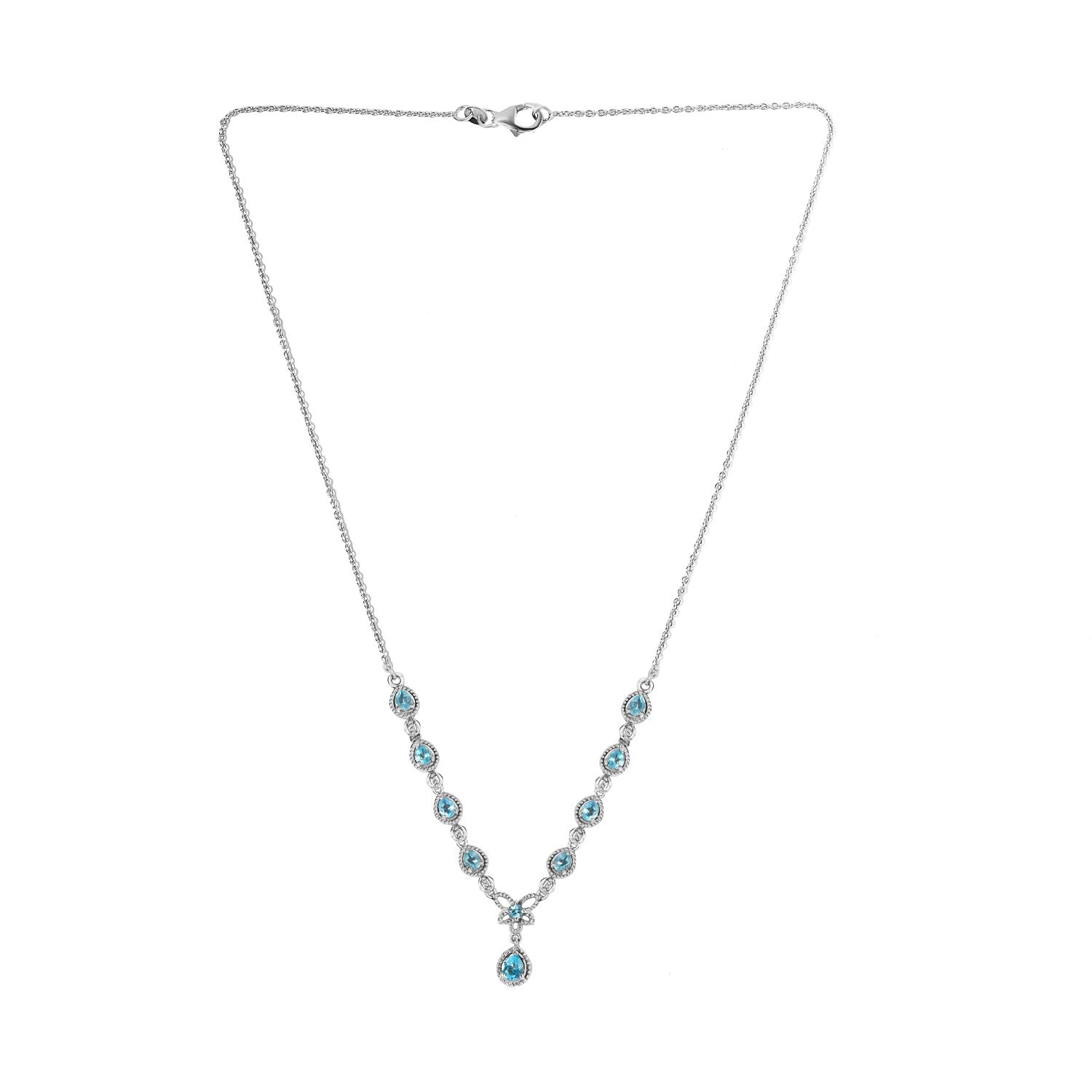Paraiba-Apatit Halskette ca. 45 cm 925 Silber platiniert ca. 1.70 ct