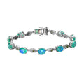 Pfau Triplette Quarz, Natürliches Chromdiopsid Armband, ca. 19 cm 925 Silber platiniert ca. 15.09 ct