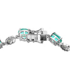 Pfau Triplette Quarz, Natürliches Chromdiopsid Armband, ca. 19 cm 925 Silber platiniert ca. 15.09 ct