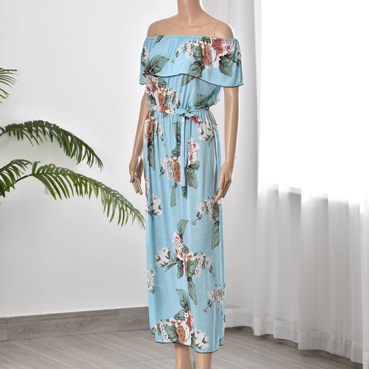 Maxikleid mit gesmokter Taille, Größe: B40xL115cm, Aprikotfarbe