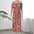 Maxikleid mit gesmokter Taille, Größe: B40xL115cm, Aprikotfarbe