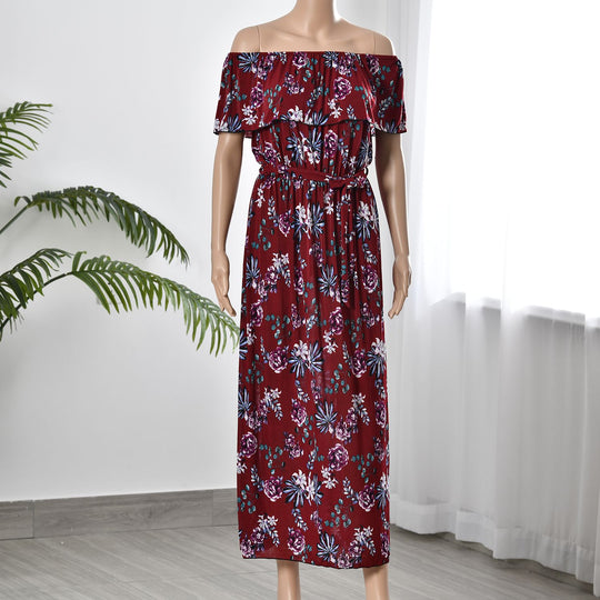 Maxikleid mit gesmokter Taille, Größe: B40xL115cm, Aprikotfarbe