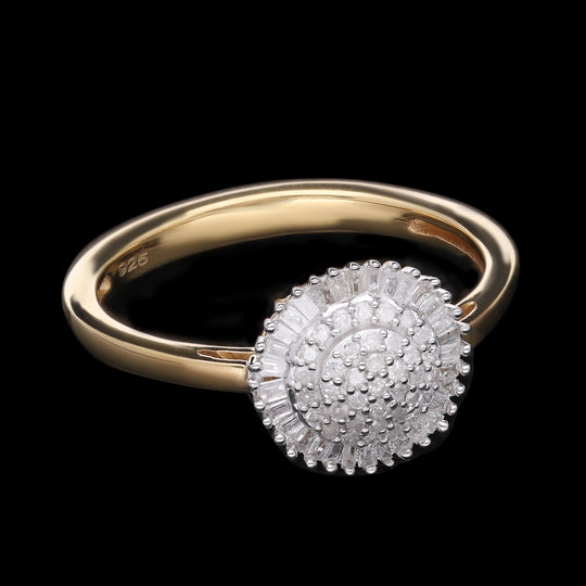Weißer Diamant Ring, 925 Silber Gelbgold Vermeil (Größe 21.00) ca. 0.33 ct