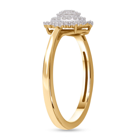 Weißer Diamant Ring, 925 Silber Gelbgold Vermeil (Größe 21.00) ca. 0.33 ct