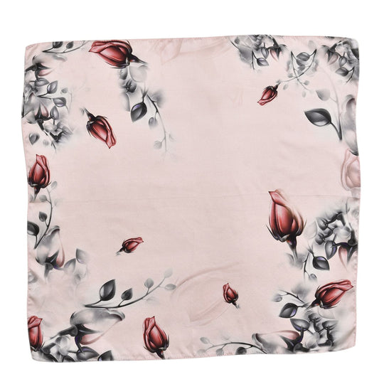 LA MAREY, gemaltes einfarbiges, Krepp-Satin-Quadrat 100% Seidenschal, Größe: 53*53cm, rosa und rot