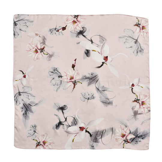 LA MAREY, gemaltes einfarbiges, Krepp-Satin-Quadrat 100% Seidenschal, Größe: 53*53cm, rosa und rot
