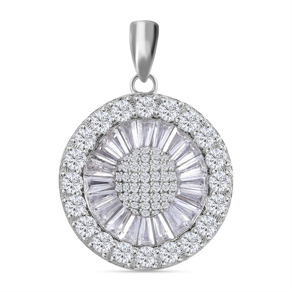 LUSTRO STELLA - Weißer Zirkonia Anhänger, 925 Silber rhodiniert ca. 6.30 ct