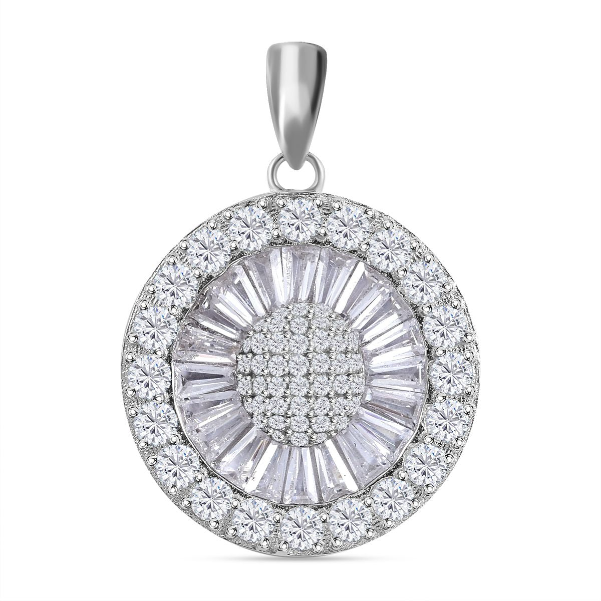 LUSTRO STELLA - Weißer Zirkonia Anhänger, 925 Silber rhodiniert ca. 6.30 ct