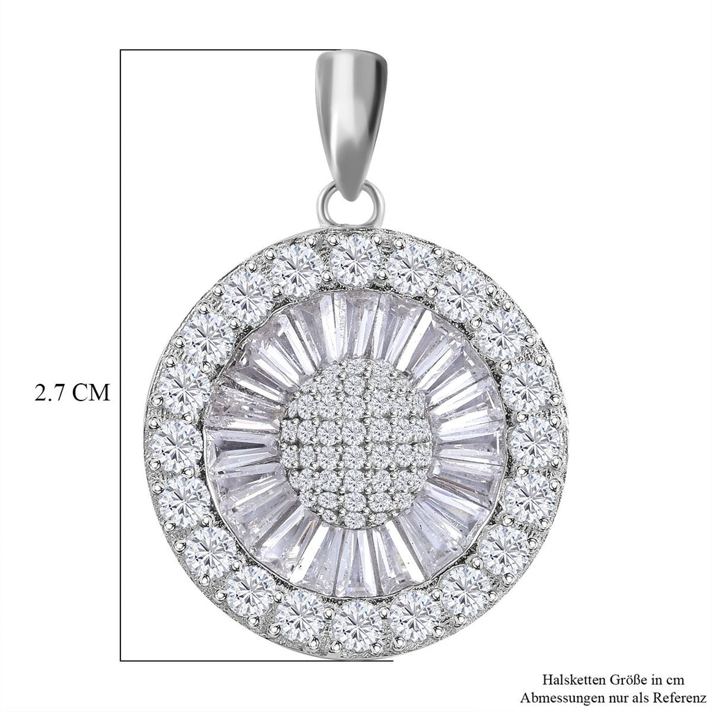 LUSTRO STELLA - Weißer Zirkonia Anhänger, 925 Silber rhodiniert ca. 6.30 ct