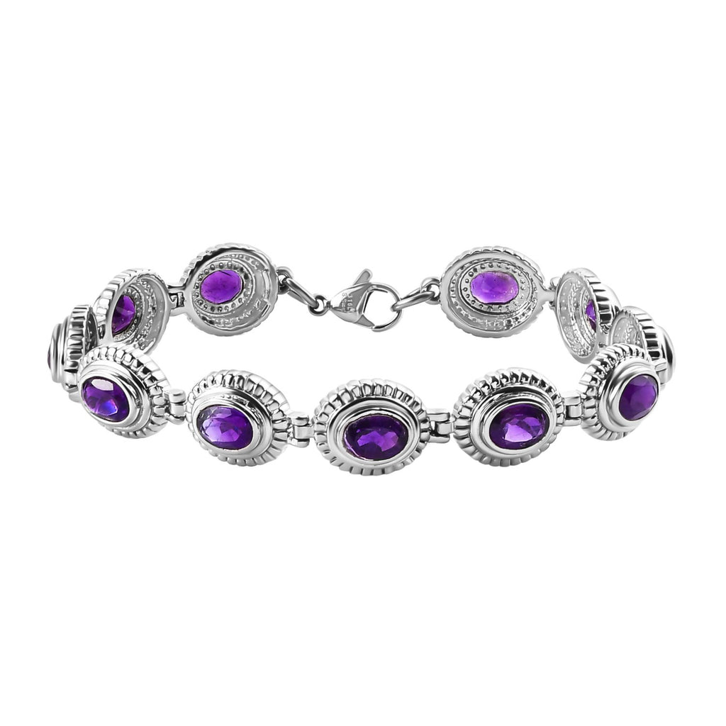 Afrikanisches Amethyst Armband, ca. 19 cm, Edelstahl ca. 9,14 ct
