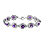 Afrikanisches Amethyst Armband, ca. 19 cm, Edelstahl ca. 9,14 ct