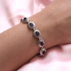 Afrikanisches Amethyst Armband, ca. 19 cm, Edelstahl ca. 9,14 ct