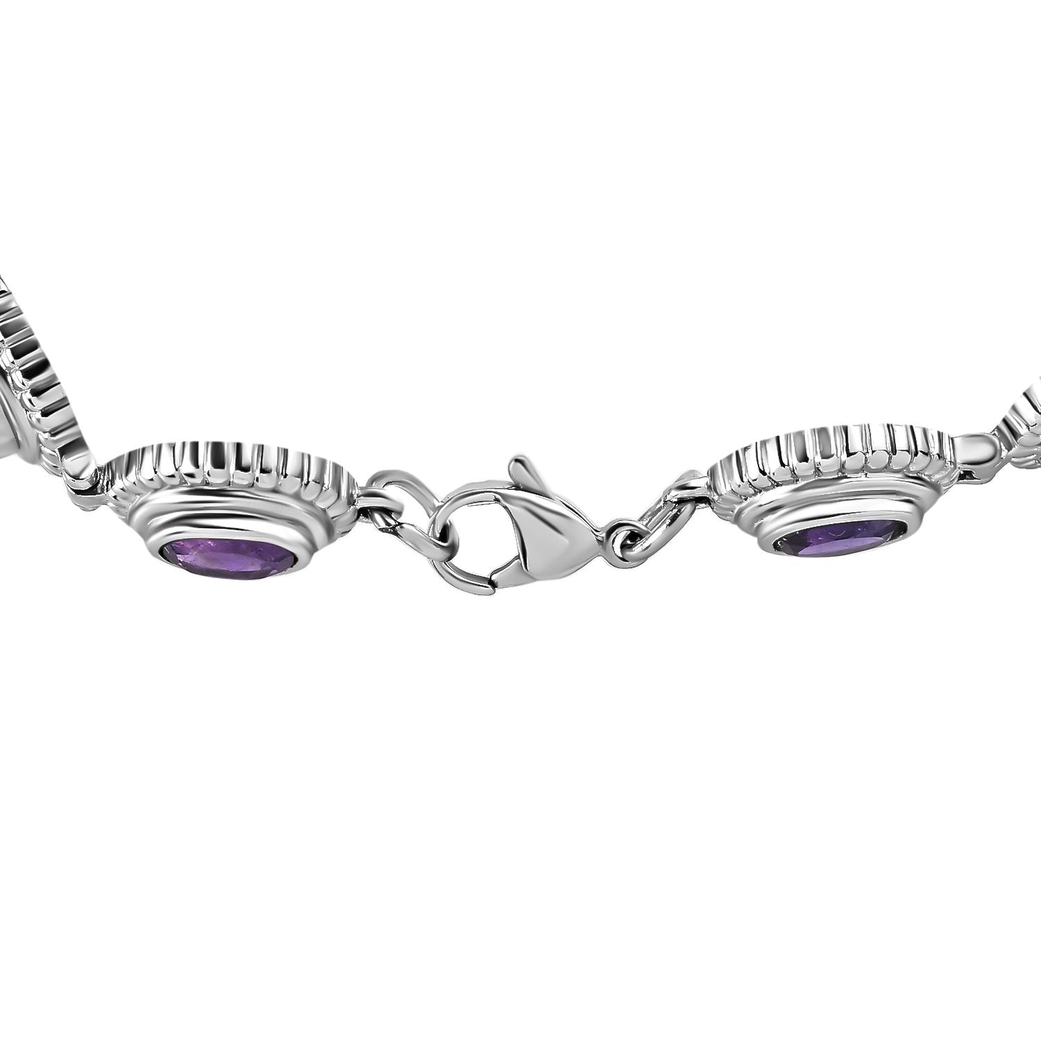 Afrikanisches Amethyst Armband, ca. 19 cm, Edelstahl ca. 9,14 ct
