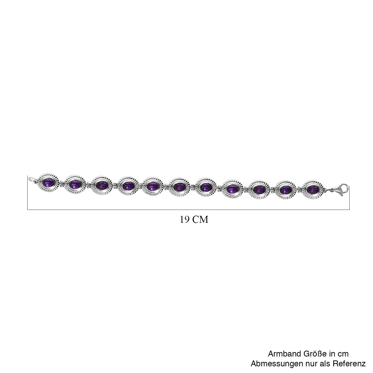 Afrikanisches Amethyst Armband, ca. 19 cm, Edelstahl ca. 9,14 ct