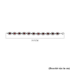 Rotes Granat Armband, ca. 19 cm, Edelstahl ca. 10,93 ct