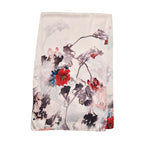 La marey Painted plain crepe satin 100%silk scarfMaterial : 100%silk Size: 52*170cmWeight : 50gColor : pink and grey