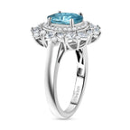 D'Joy blauer und weißer Zirkon Ring und Anhänger mit 50cm Kette