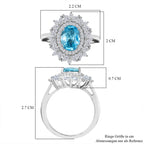 D'Joy blauer und weißer Zirkon Ring und Anhänger mit 50cm Kette