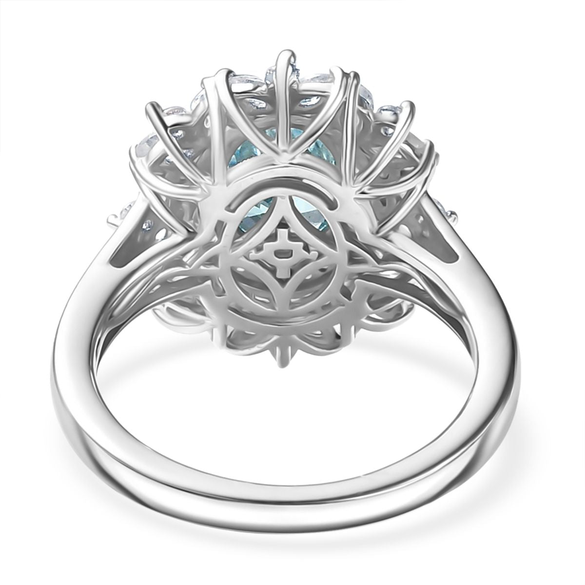 D'Joy blauer und weißer Zirkon Ring und Anhänger mit 50cm Kette