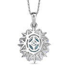 D'Joy blauer und weißer Zirkon Ring und Anhänger mit 50cm Kette