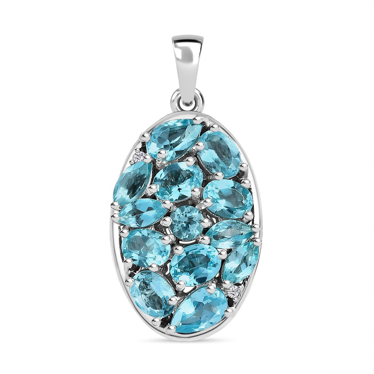 Paraiba-Apatit Anhänger 925 Silber platiniert ca. 2.12 ct