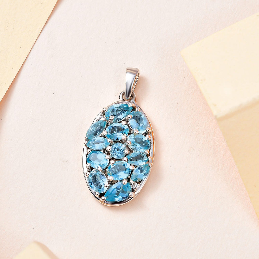 Paraiba-Apatit Anhänger 925 Silber platiniert ca. 2.12 ct