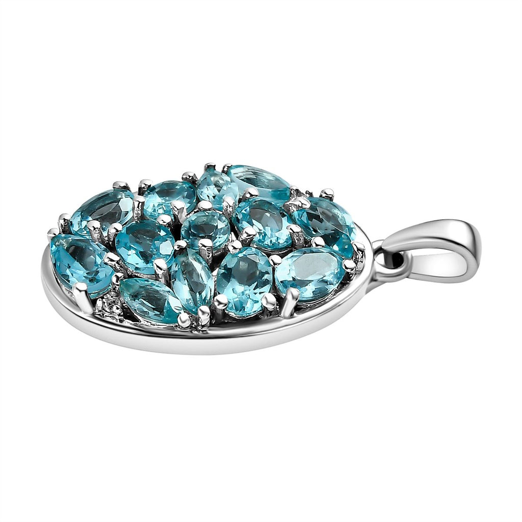 Paraiba-Apatit Anhänger 925 Silber platiniert ca. 2.12 ct