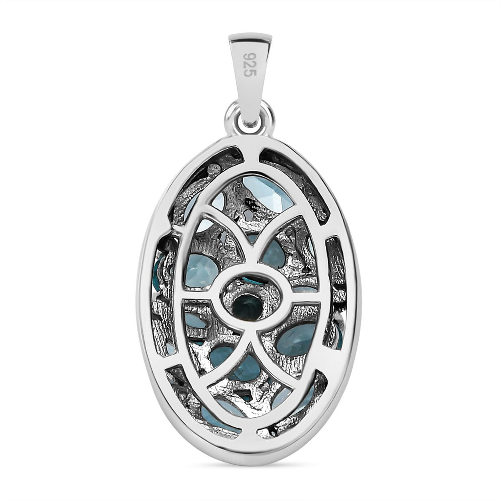 Paraiba-Apatit Anhänger 925 Silber platiniert ca. 2.12 ct