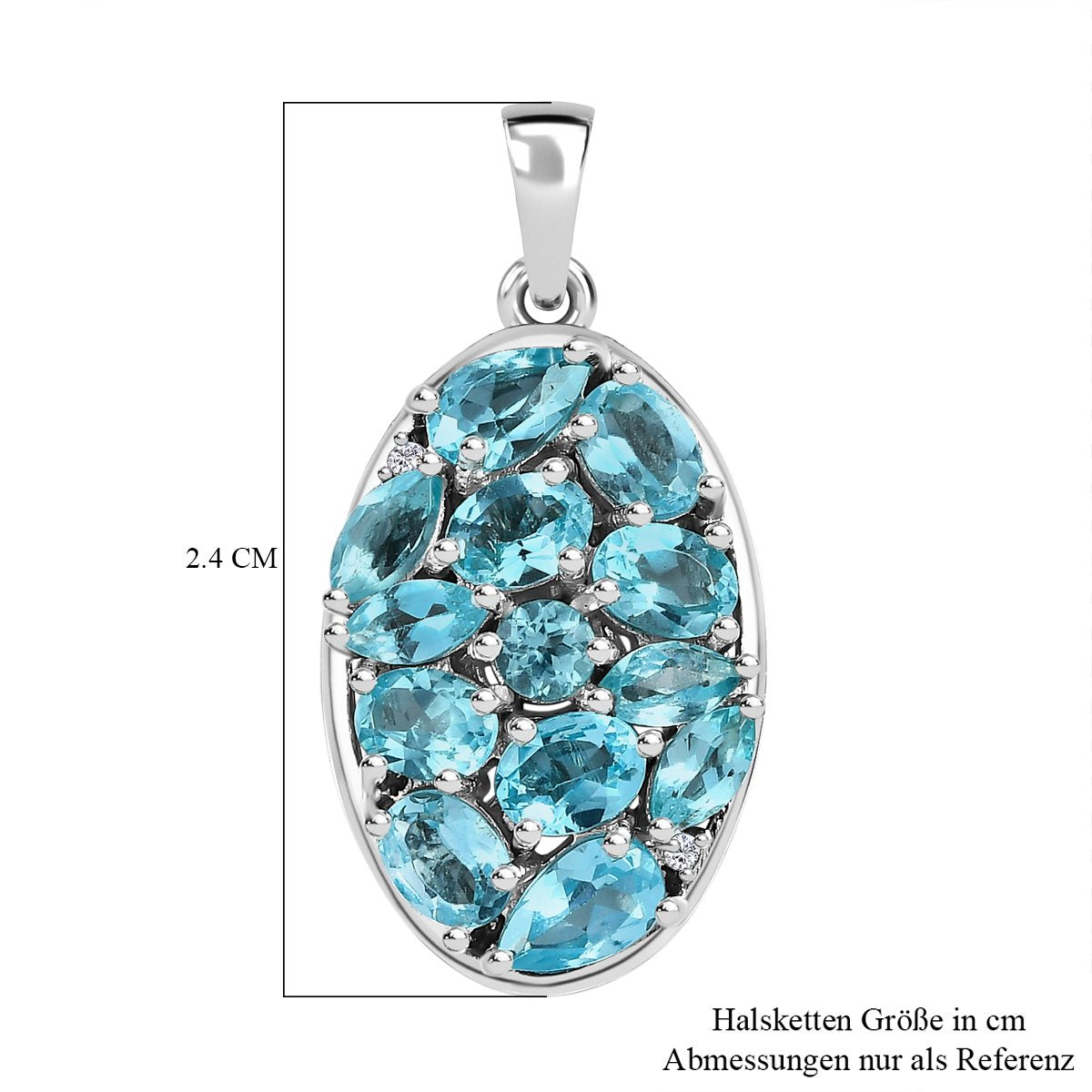 Paraiba-Apatit Anhänger 925 Silber platiniert ca. 2.12 ct