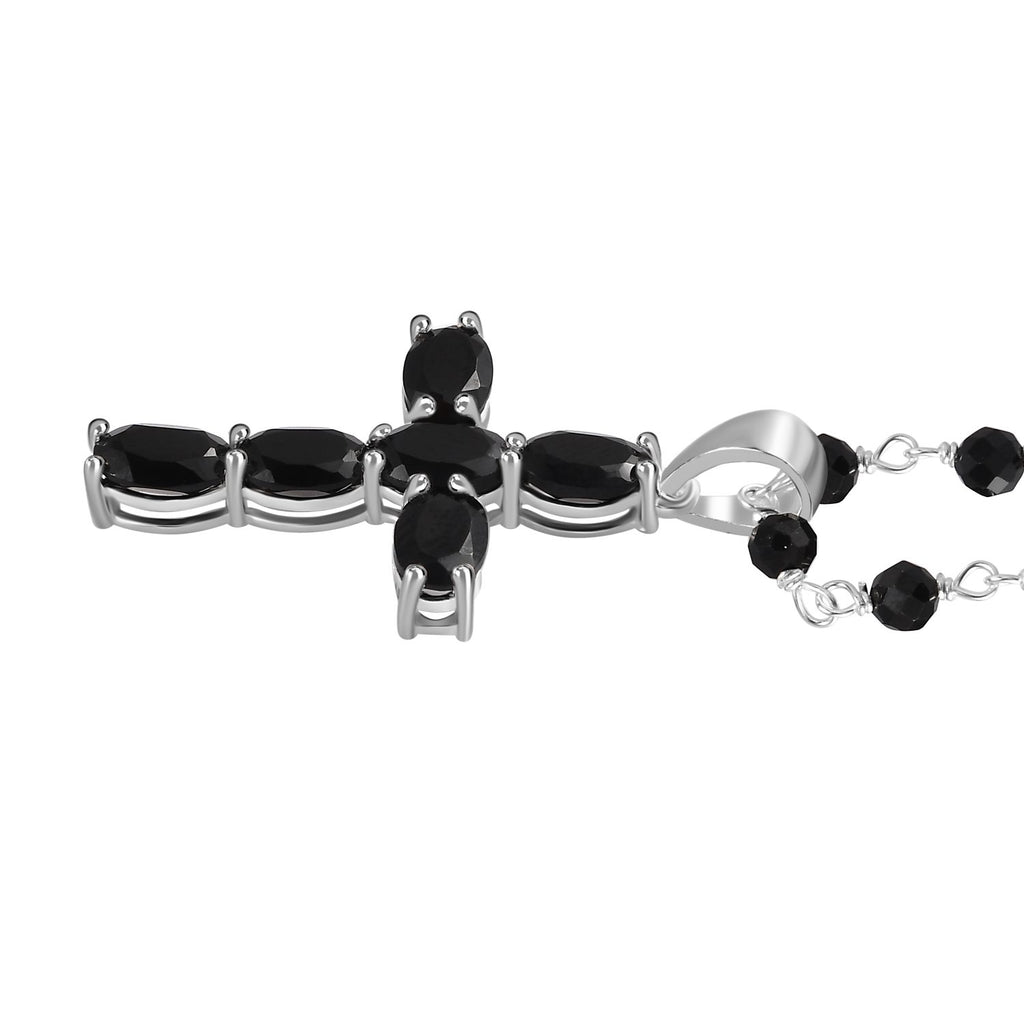 Schwarzer Spinell Halskette, 925 Silber ca. 21.00 ct